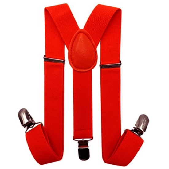 Bretele roșii pentru copii cu cleme metalice argintii
