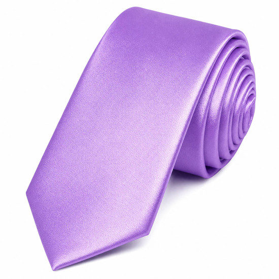 Cravata mov lila satin de matase pentru barbati