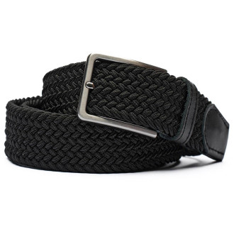 Curea Bărbătească Împletită Elastică - Negru, Latime 3.5 cm