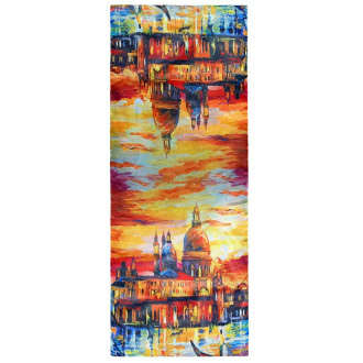 Eșarfa de Damă din Mătase cu Artă Pictată, "Calea Luminoasă și Urbană", 180 x 70 cm