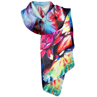 Eșarfă de Damă în Stil Floral Abstract și Model Modern de Mătase, 180 x 70 cm