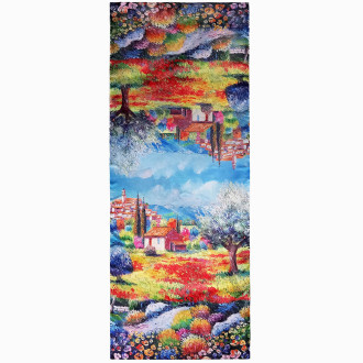 Esarfa Reversibila, Pictura Impresionista, Matase, 180x70cm