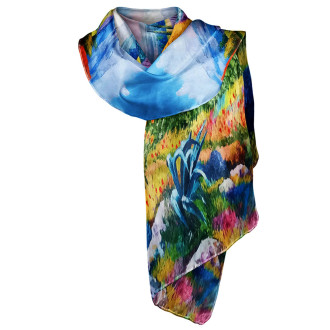 Esarfă Dama, Dubla Fata, "Perfect Style Floral" - Matase, 180x70 cm