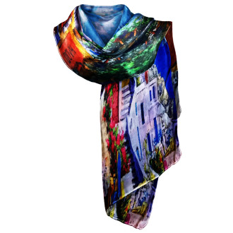 Eșarfa Două Fețe, Matase, "Lost in The City of Dreams" - 180 X 70 cm
