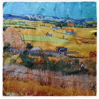 Esarfă Damă | Pictură Rustică în Mătase, 70x70 cm