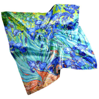 Eșarfă Dublă de Damă din Mătase cu Design Floral Inspirat din Natura, 70x70cm