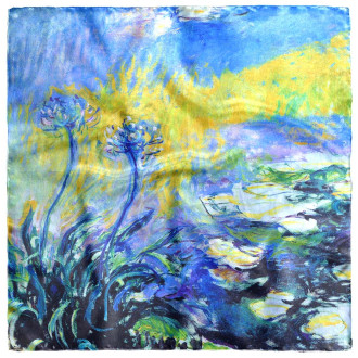Eșarfă Dublă de Damă din Mătase cu Design Floral Inspirat din Natura, 70x70cm