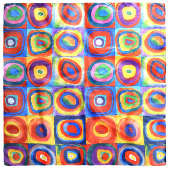 Eșarfă de Damă "Pădure înflorită" din Mătase, cu Design Geometric și Dimensiuni 70x70cm