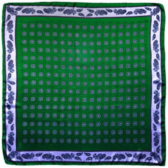 Eșarfă de Damă din Vâscoză și Mătase, Verde și cu Detalii Florale - Compoziție de Eleganță și Stil, 70x70 cm