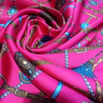 Eșarfa Pătrată din Vâscoză și Mătase - Delicat și Strălucitor în Nuanțe de Roz Fuchsia și Auriu, 70x70 cm
