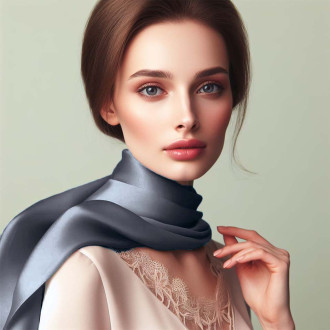 Eșarfă din Mătase Gri-Payne, "Misty Elegance"