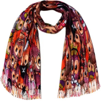 Eșarfa tip casmir Bufnite colorate