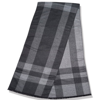 Fular Bărbați Carouri Window Pane, Gri-Perlă și Gri-Plumb