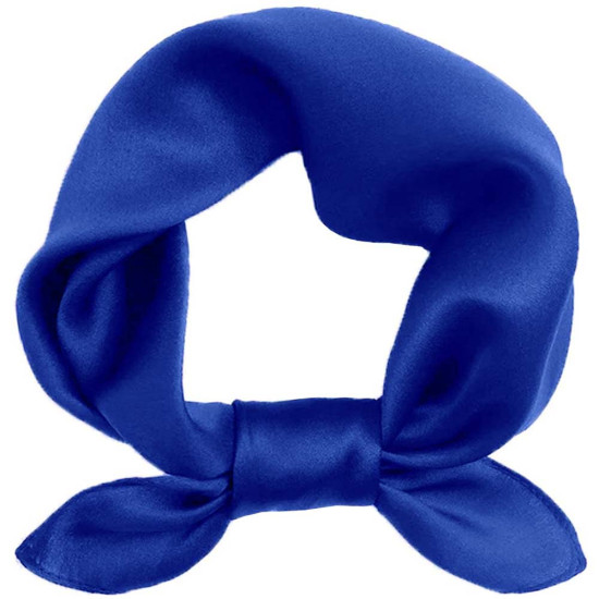 Eșarfă de mătase albastru indigo, stil batic, 60x60 cm