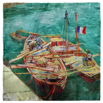 Esarfa de mătase "Barca în Tranziție", un accesoriu elegant pentru damă, 70x70 cm
