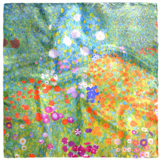 "Șezătură de Vis": Eșarfă Damă din Mătase cu Imprimare Pictură Floristică, 70x70 cm