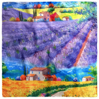 Eșarfă Damă "Căsuța Pitorească", din Mătase, 70x70 cm