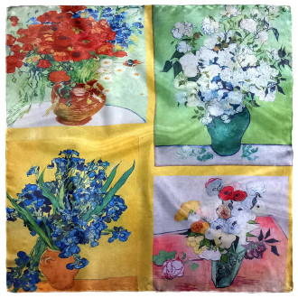 Eșarfă Damă "Pictură în Mătase" - Patrată, 70x70 cm