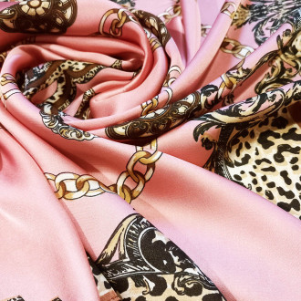 Eșarfă de Damă "Luxor Rosa" -  Motiv Baroc și Leopard