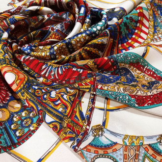Eșarfa Elegantă de Damă Avangardistă - Vâscoză și Mătase, Multicoloră, 70x70 cm