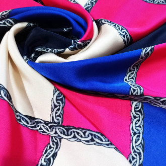 Esarfa Elegance - Geometrică în Nuanțe de Bej, Albastru, Negru și Roz
