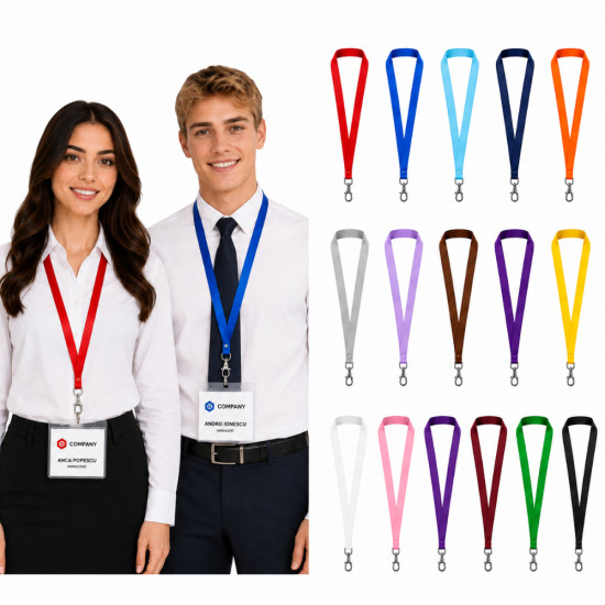 Lanyard-uri șnururi pentru ecusoane uni în diverse culori